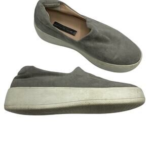 Steven By Steve Madden Grey Faux Suede Platform Slip On Sneakers 9.5 Casual Flat
